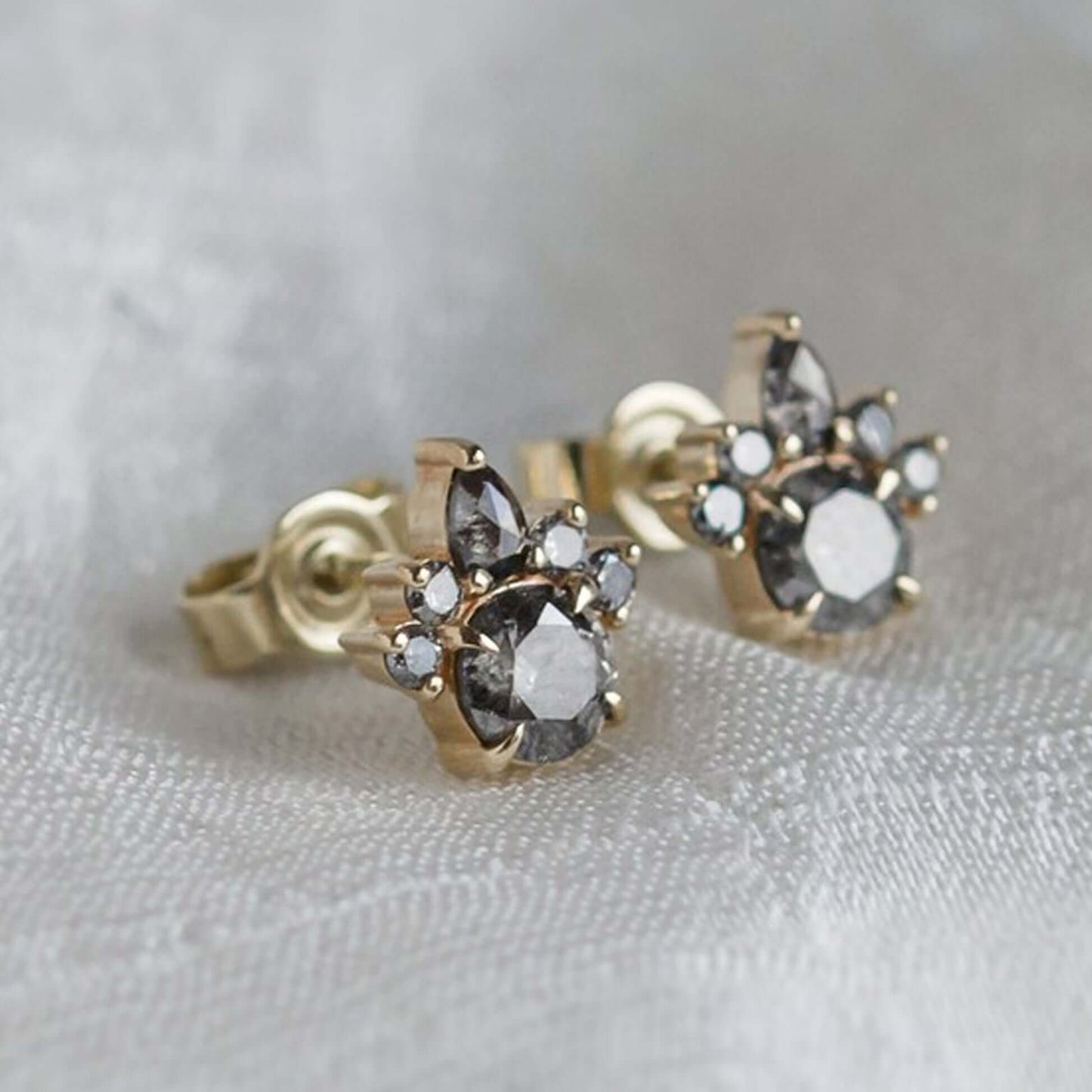 Cluster Stone Stud Earrings 