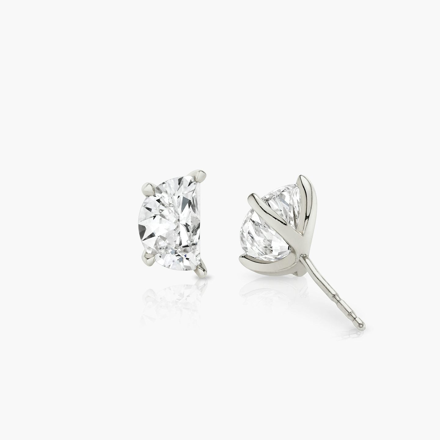 Crescent Moon Diamond Stud Earrings 