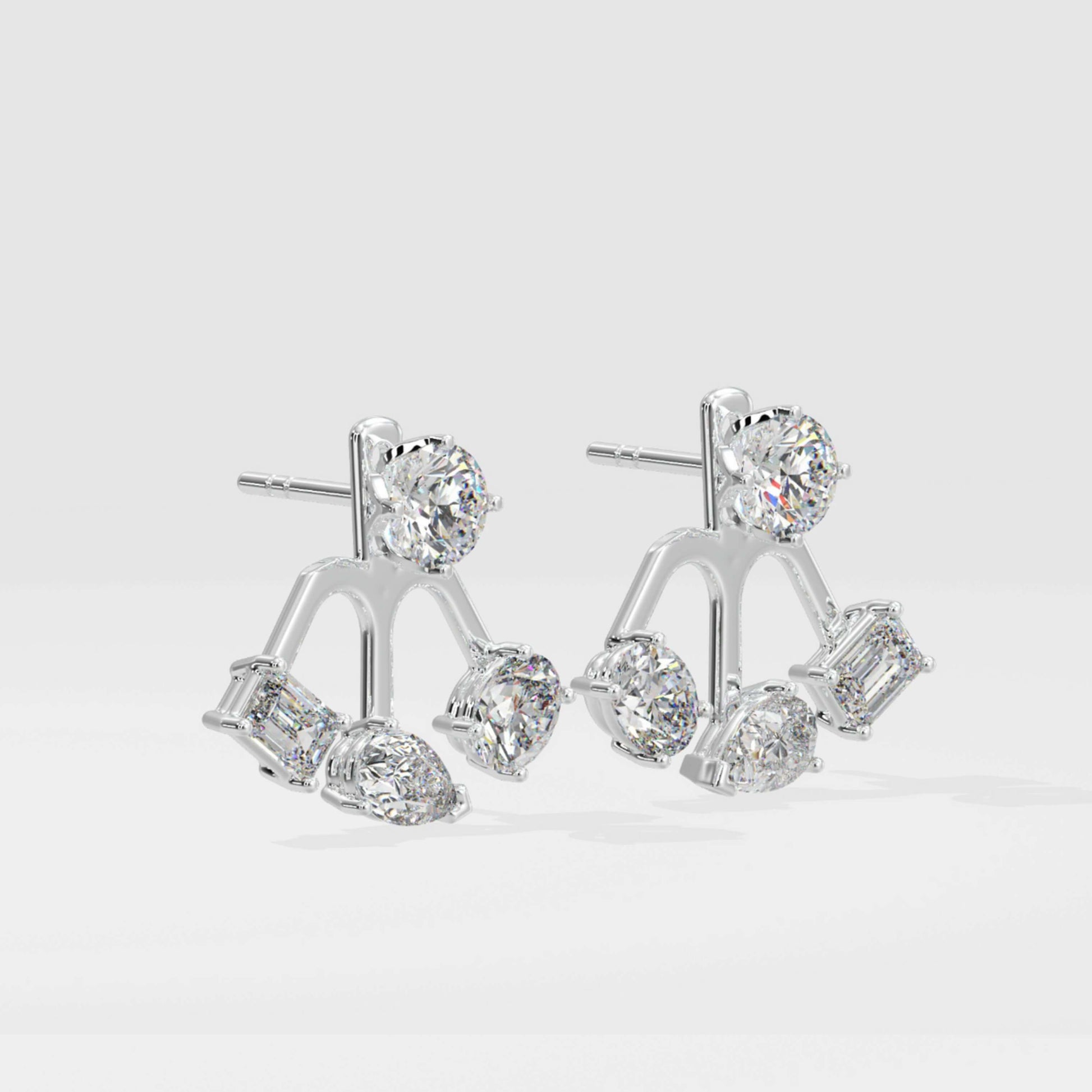 Crystal Diamond Front & Back Jacket Earrings