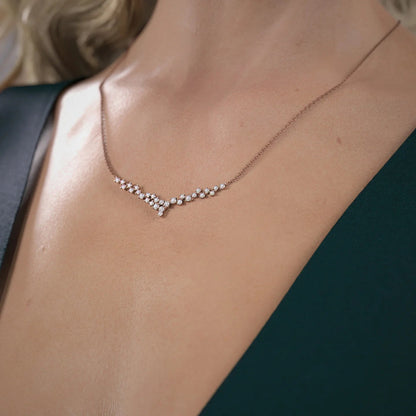 Curved Cluster Diamond Necklace