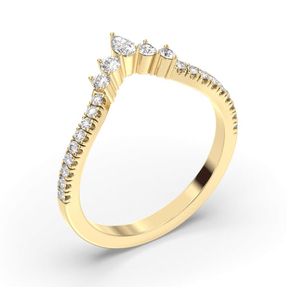 Curved Moissanite Wedding Band in 14k Gold