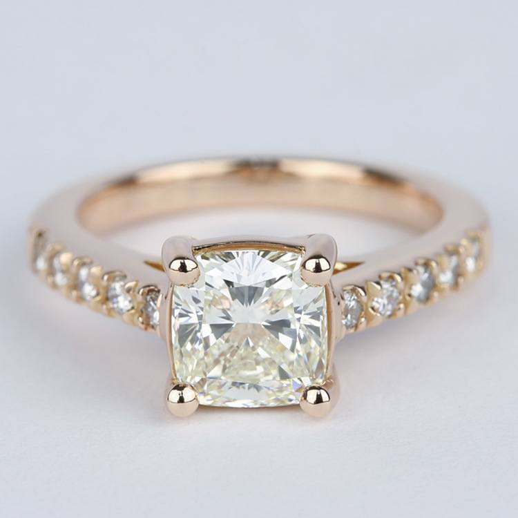 Cushion Cut Fancy Yellow Diamond Ring