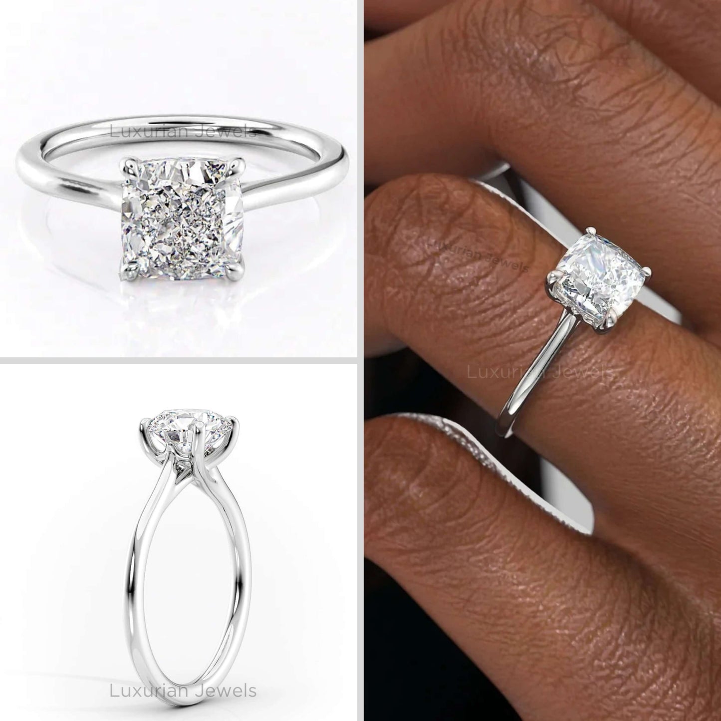 Cushion Cut Lab Diamond Rings