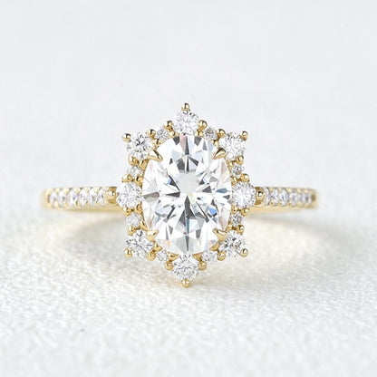 Oval Colorless Moissanite Engagement Ring