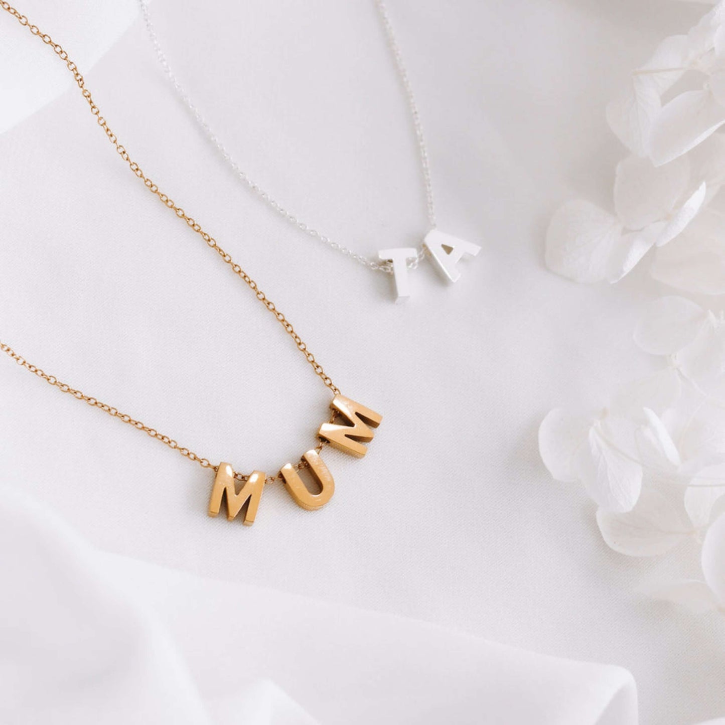 Dainty Custom Initial Mum Necklace