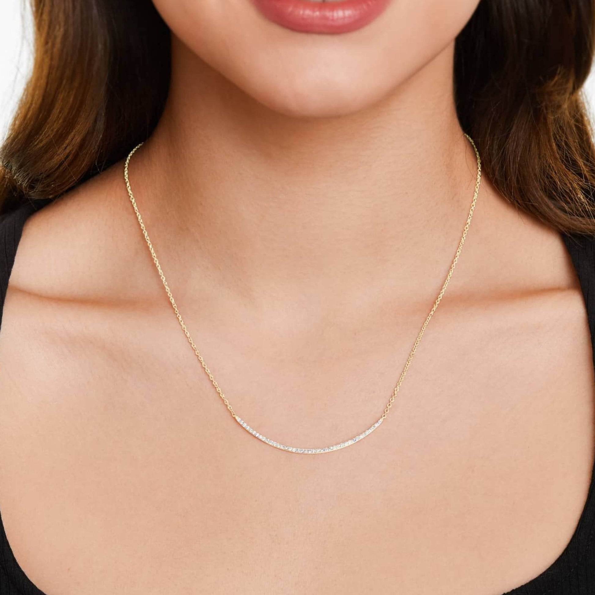 Dainty Pave Diamond Necklace For Gf