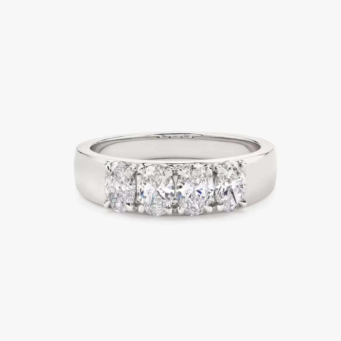 Dainty Stackable Band, 4 Stone Diamond Band