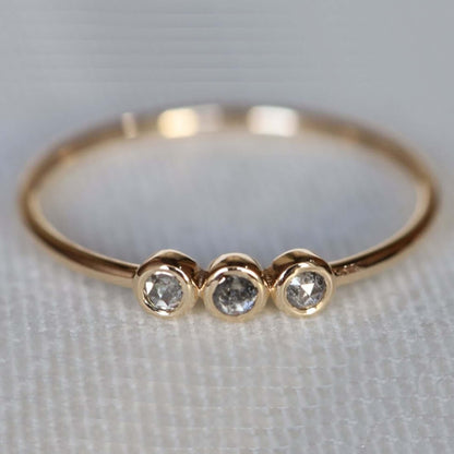 Dainty Three Stone Bezel Setting Ring