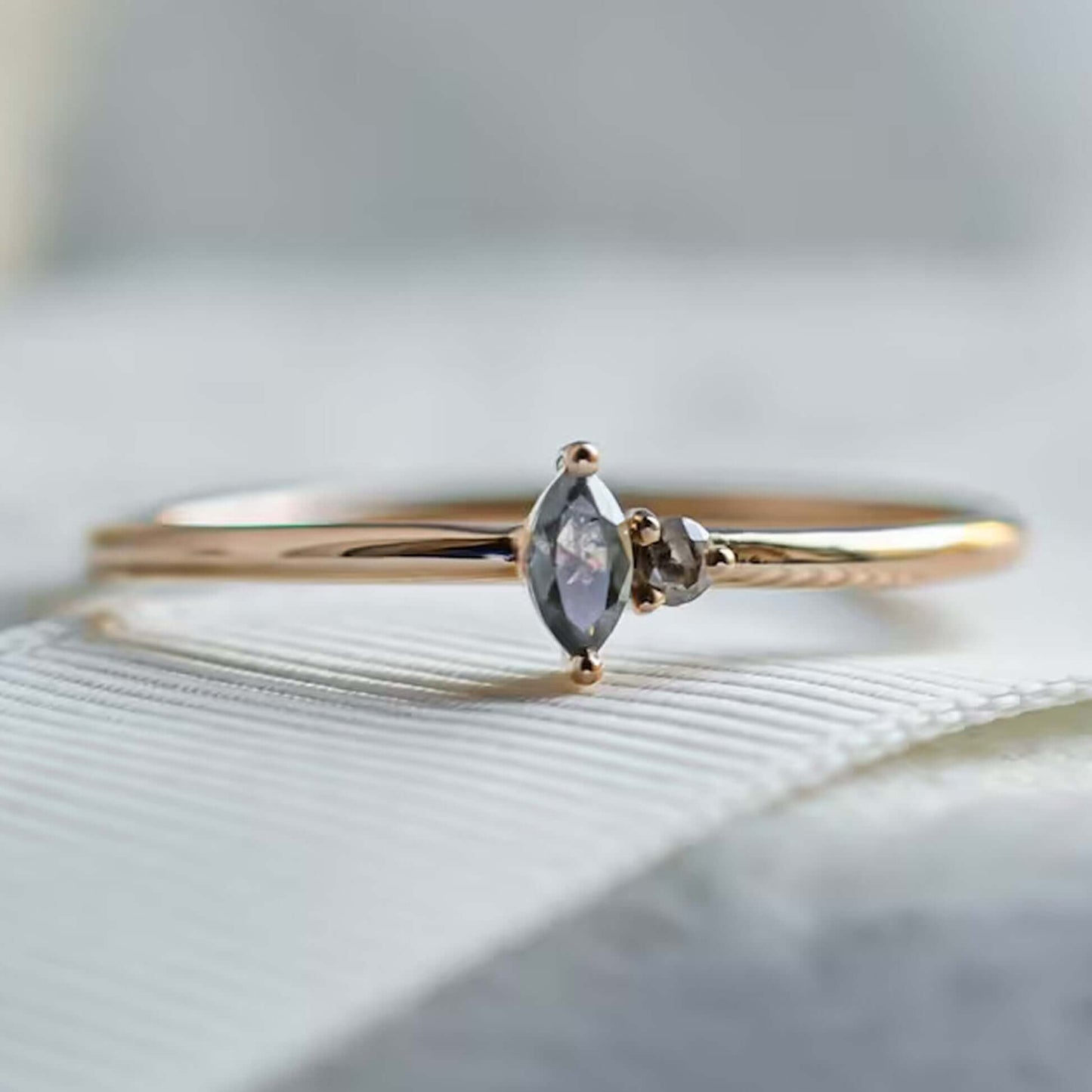 Dainty Two Stone Spiral Ring