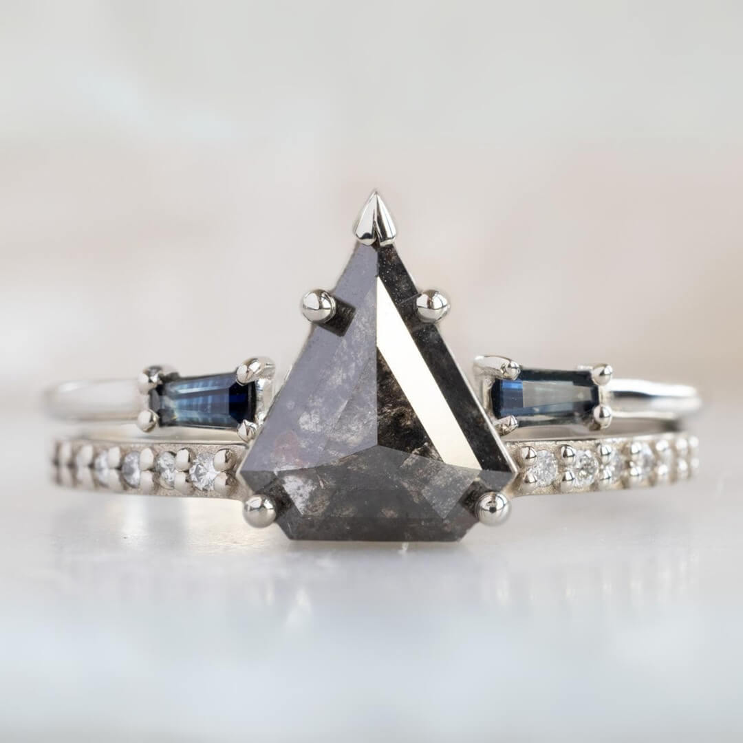 Delicate Blue Baguette Cut Diamond Engagement Ring