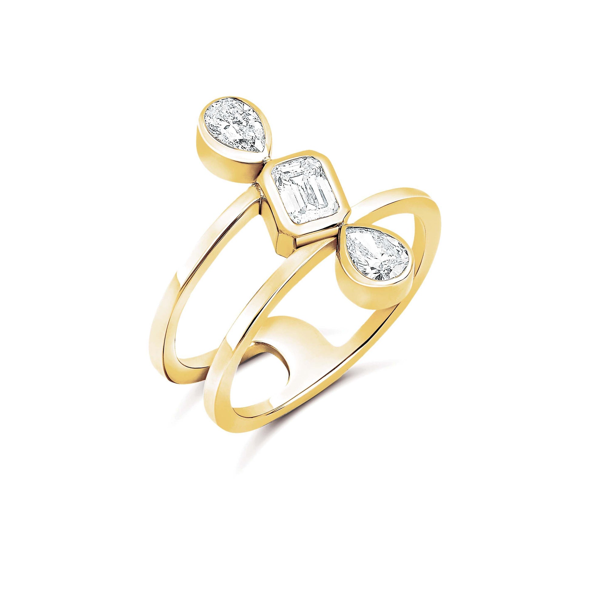 Delicate Three Stone Bezel Setting Ring