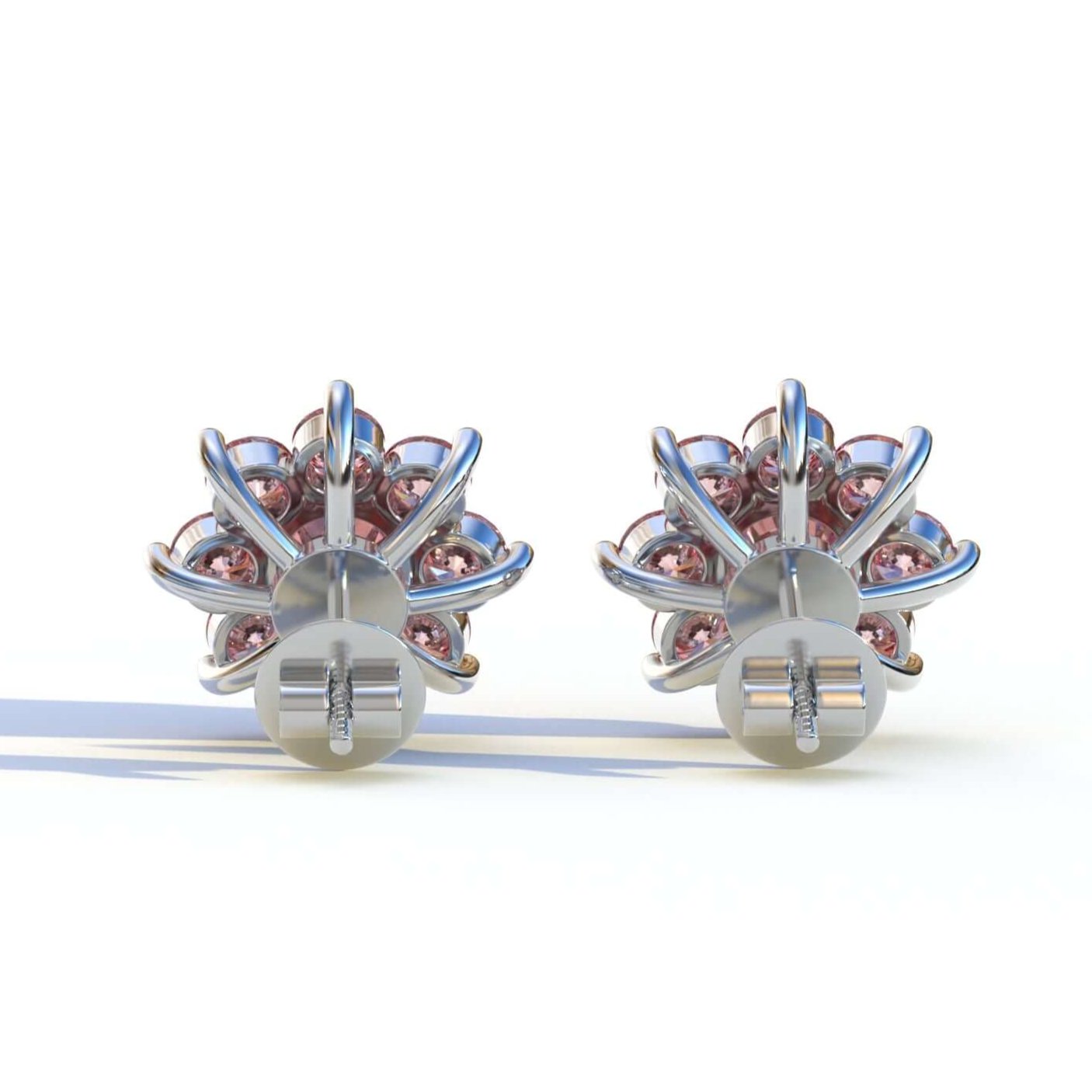  Diamond Flower Stud Earrings