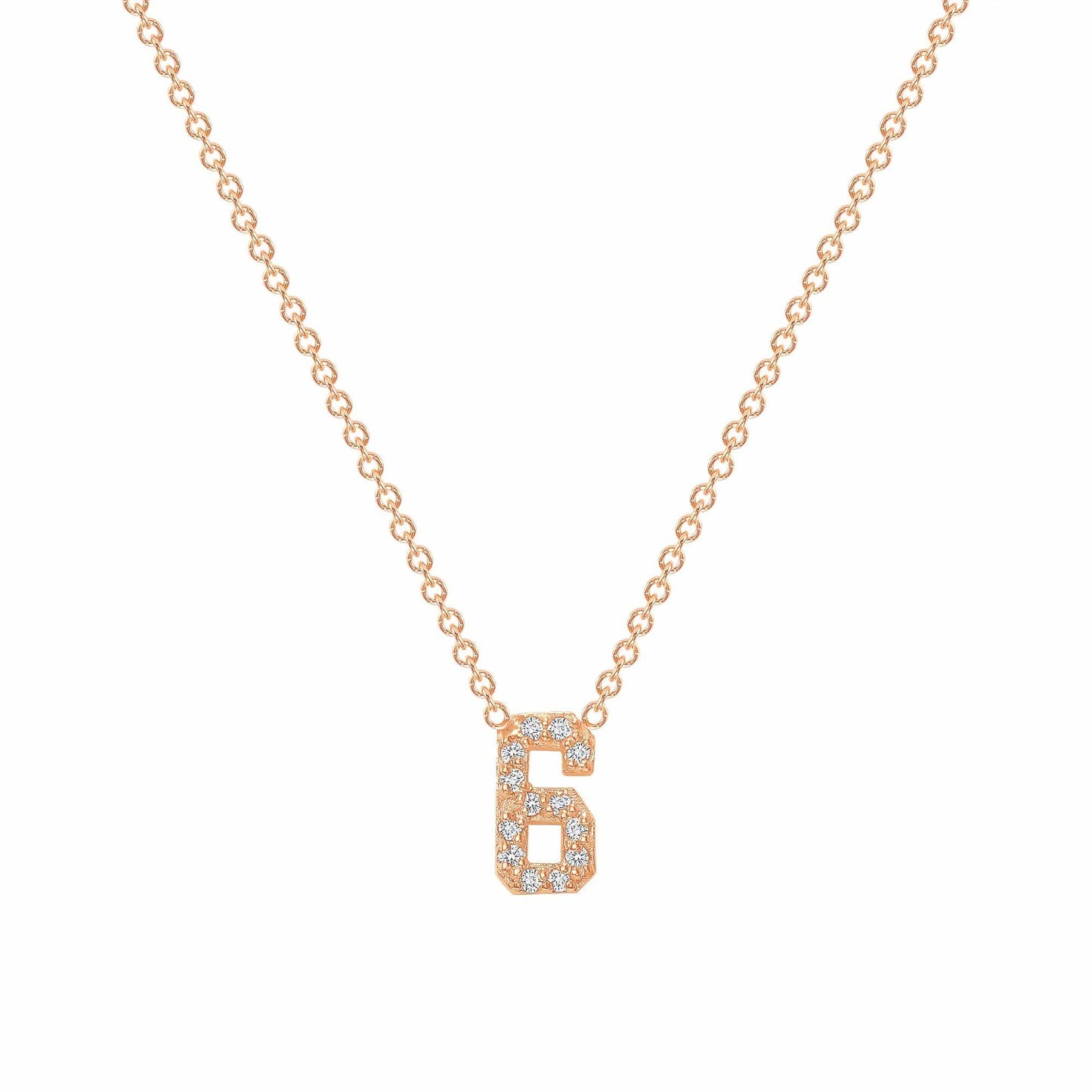 Diamond Number Necklace, 14Kt Gold Number Pendant