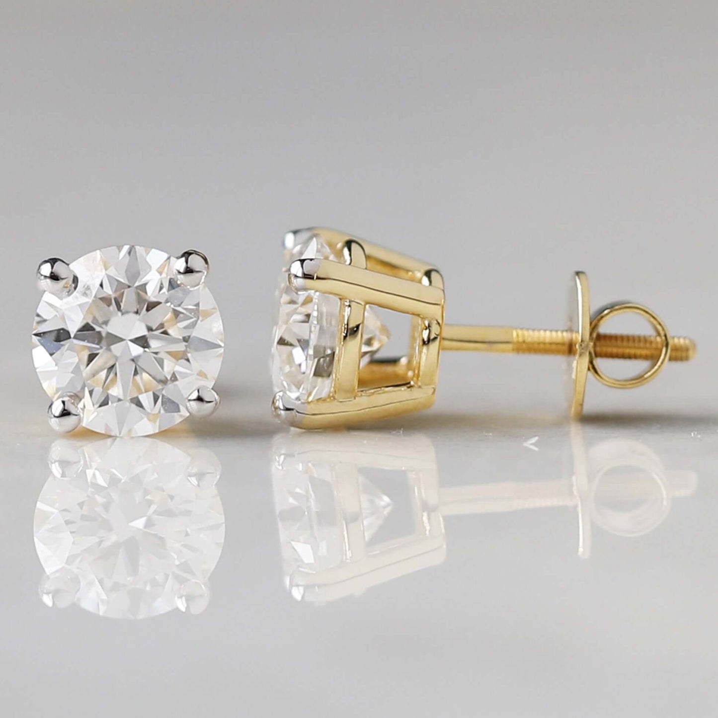 Diamond Stud Earrings 14K Gold 