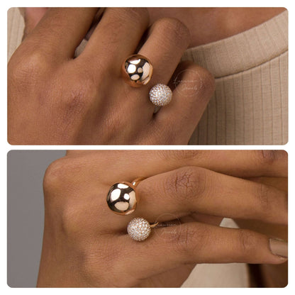 Diamond Two Ball Gold Ring