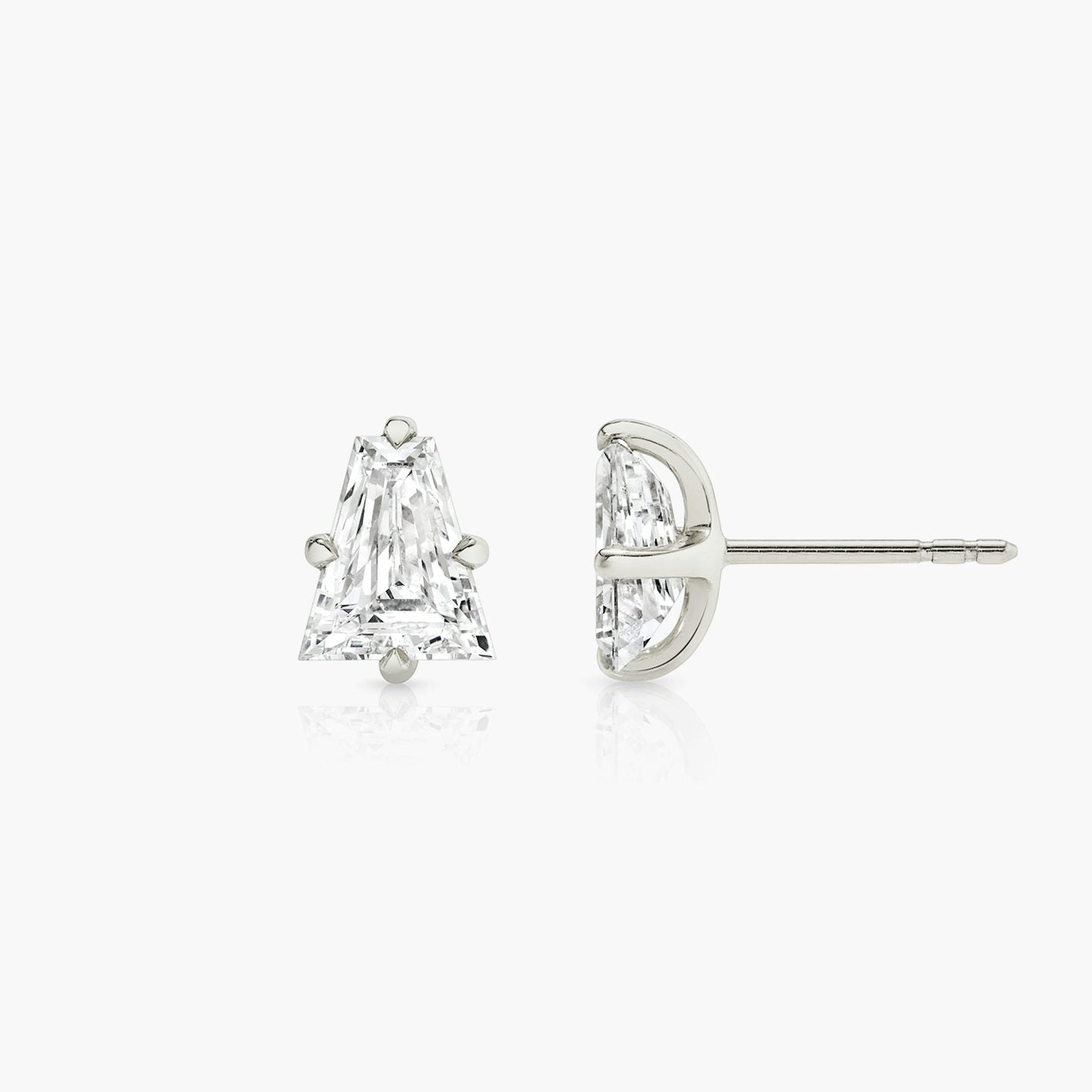 Diamond baguette earrings, 14k gold diamond studs