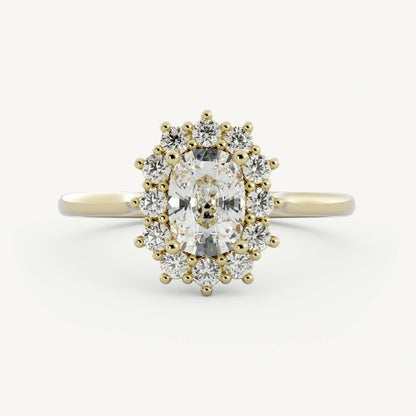 Elongated Cushion Halo Engagement Ring