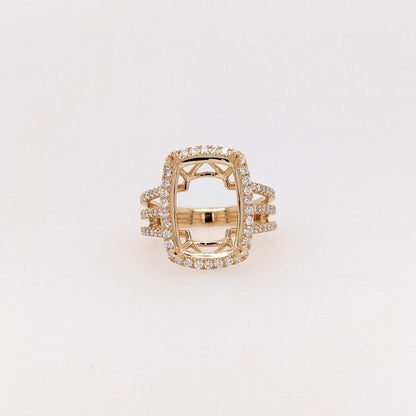 Elongated Cushion Shape Semi Mount Ring