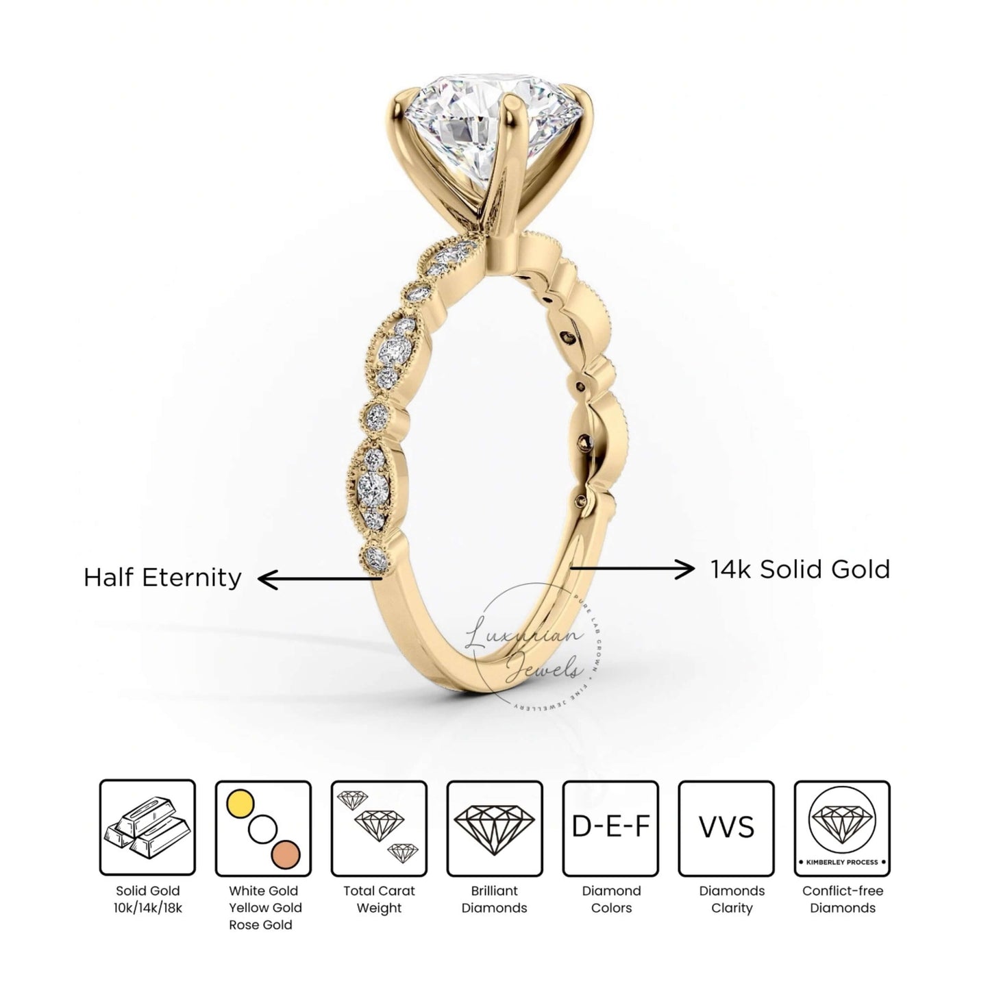 Elongated Cushion Solitaire Accent Engagement Ring