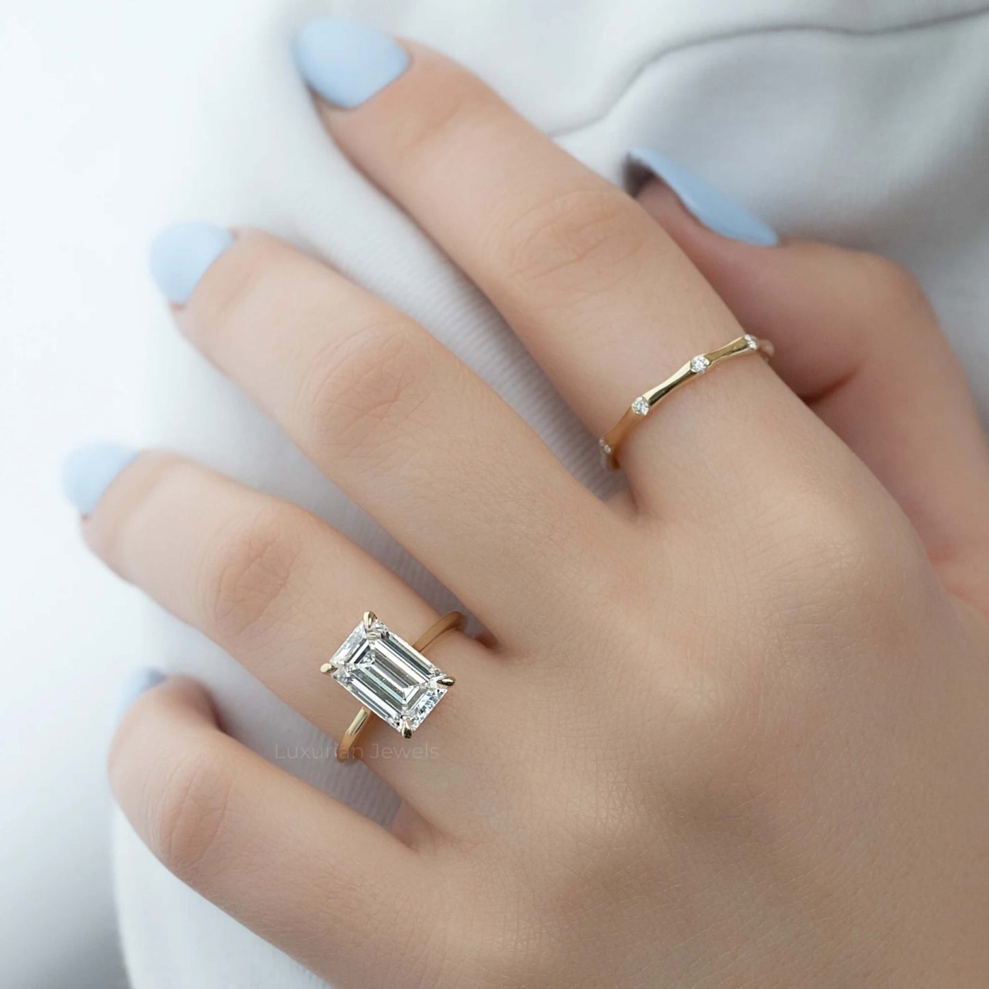 Emerald Cut Engagement Classic Solitaire Ring