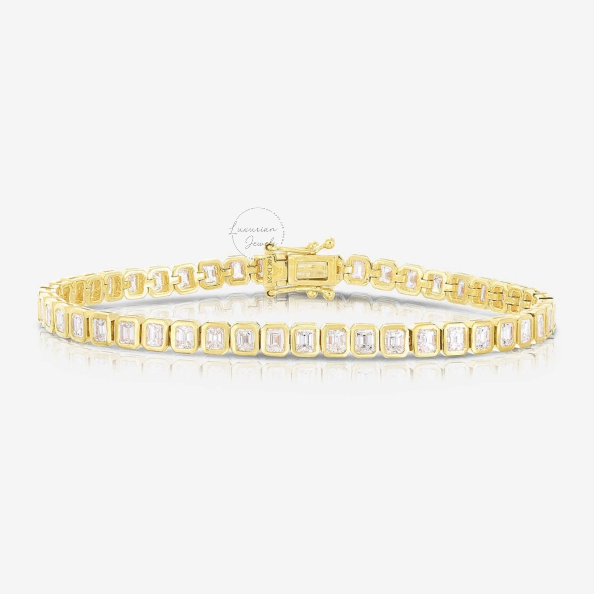 Emerald Cut Lab Diamond Tennis Bracelet