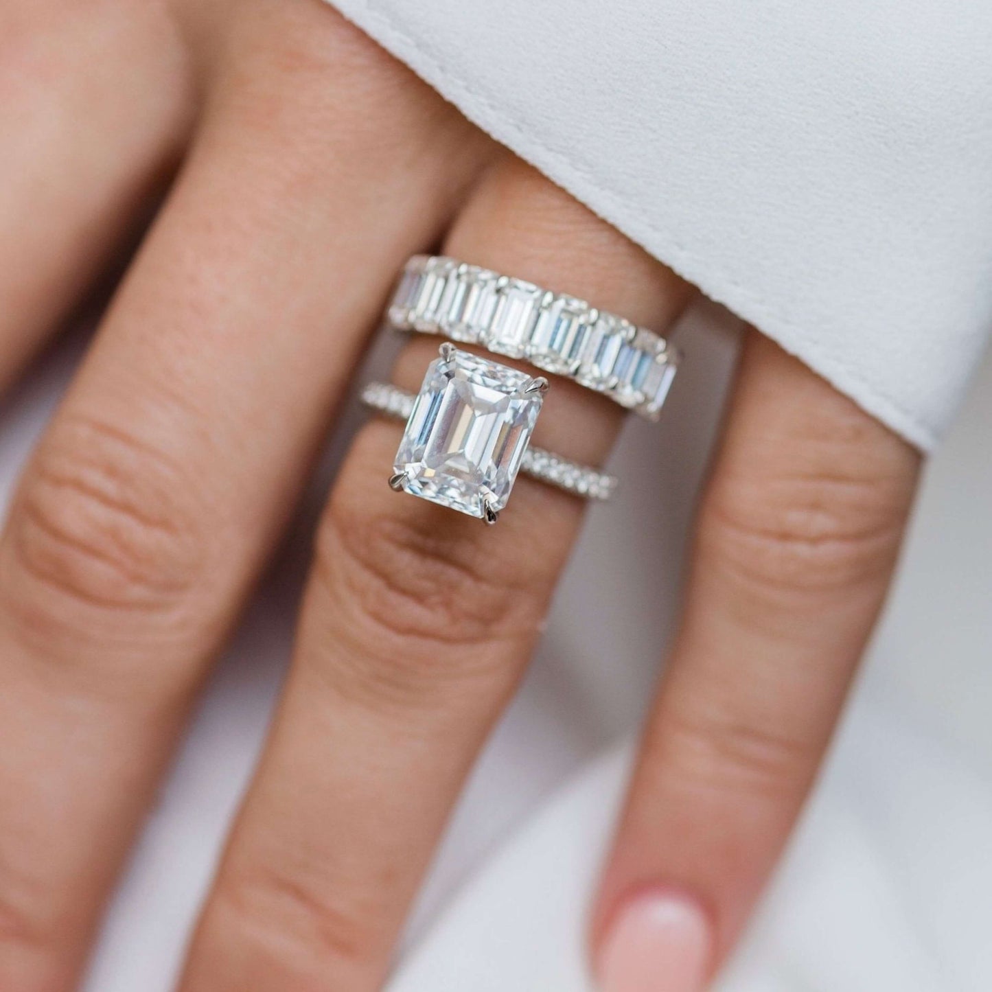 Emerald Cut Prong Set Diamond Ring