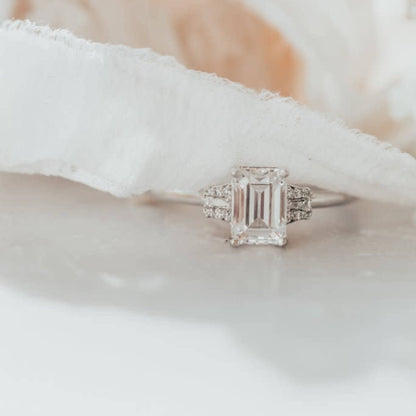 Emerald Cut Prong Set Engagement Ring