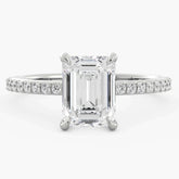 Emerald Cut Solitaire Accent Diamond Ring