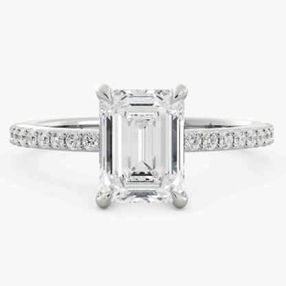 Emerald Cut Solitaire Accent Diamond Ring