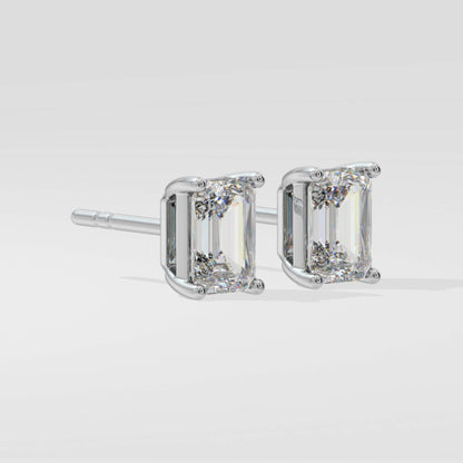  Emerald Cut Solitaire Stud Earring