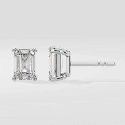 Emerald Cut Solitaire Stud Earrings