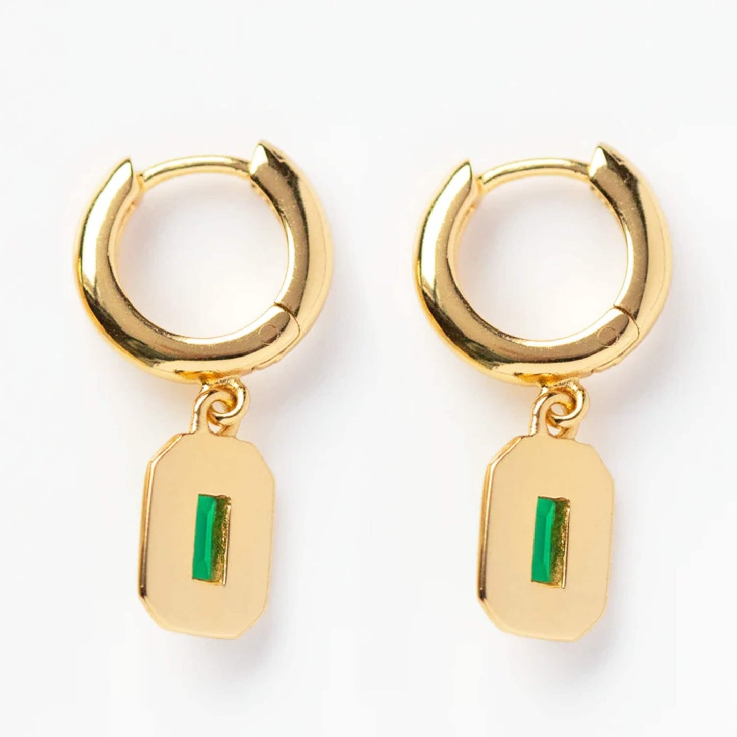 Emerald Shape Hoop Earrings