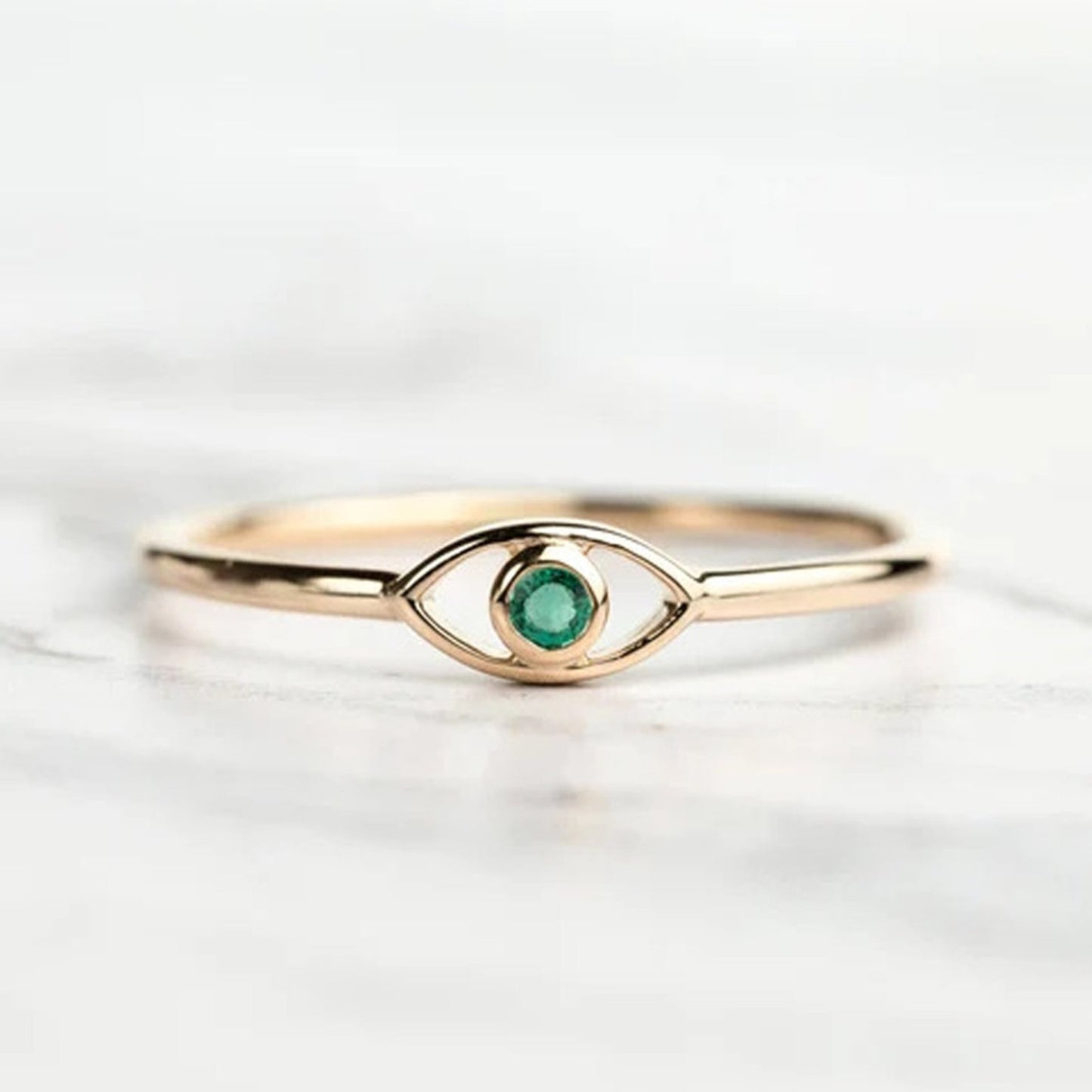 Evil Eye Emerald Gemstone Ring