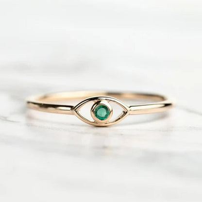 Evil Eye Emerald Gemstone Ring