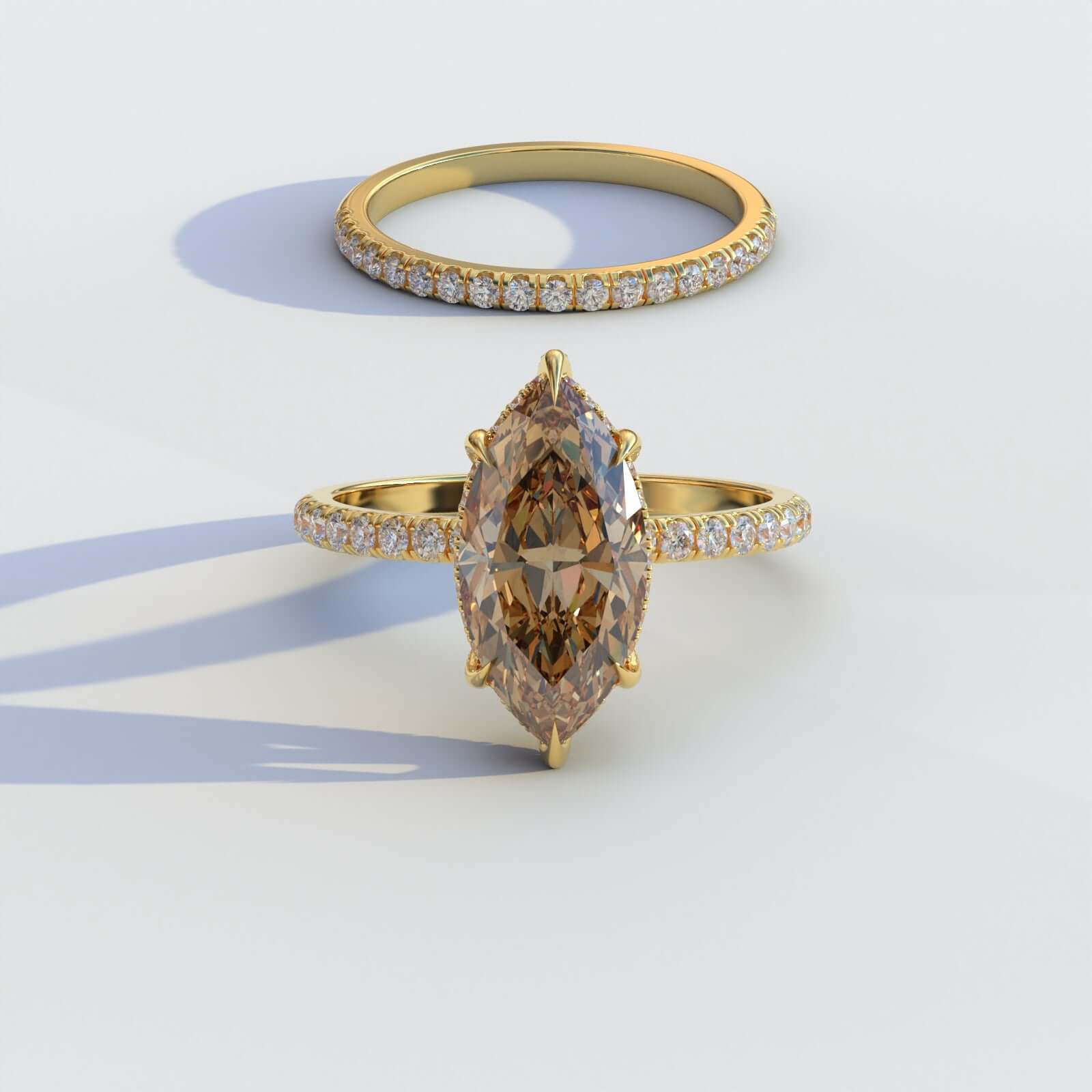 Fancy Brown Marquise Diamond Engagement Ring