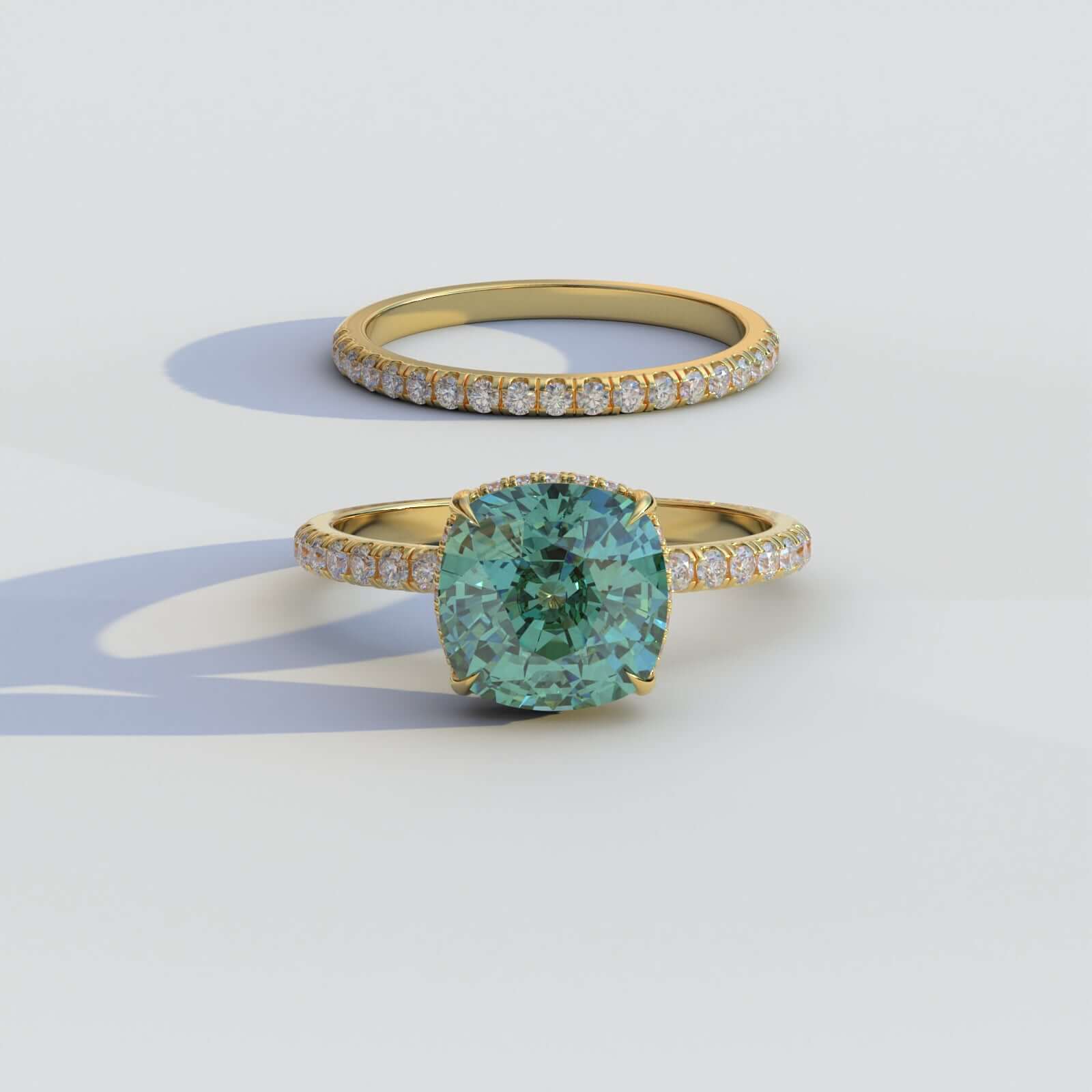 Fancy Green Diamond Bridal Set Ring