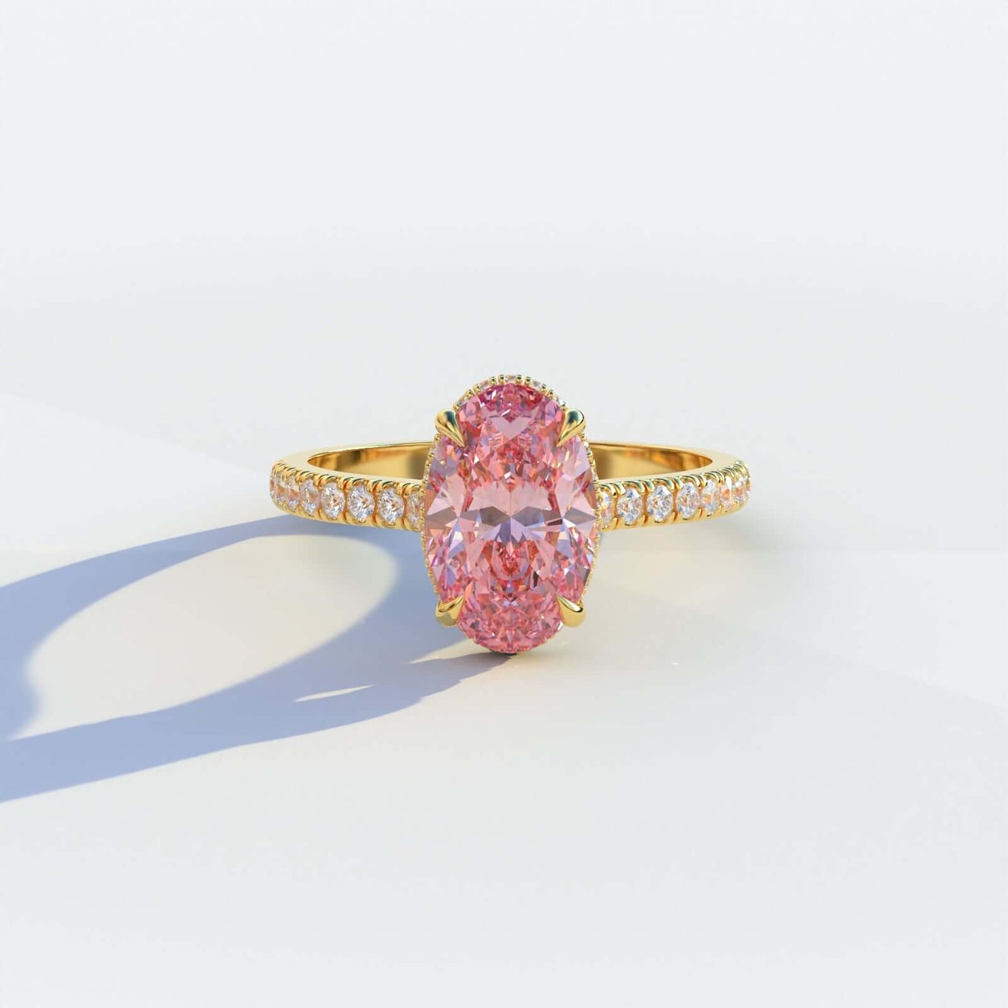 Fancy Pink Diamond Solitaire Halo Engagement Ring