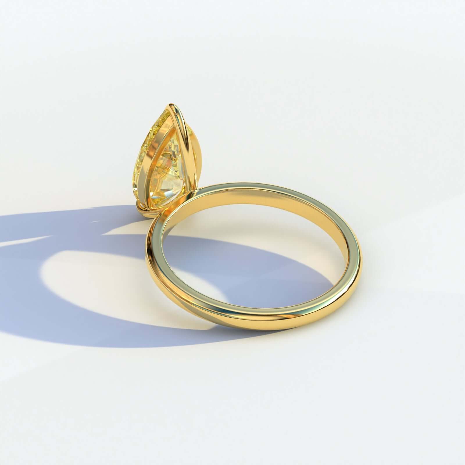 Fancy Vivid Greenish Yellow Pear Diamond Ring