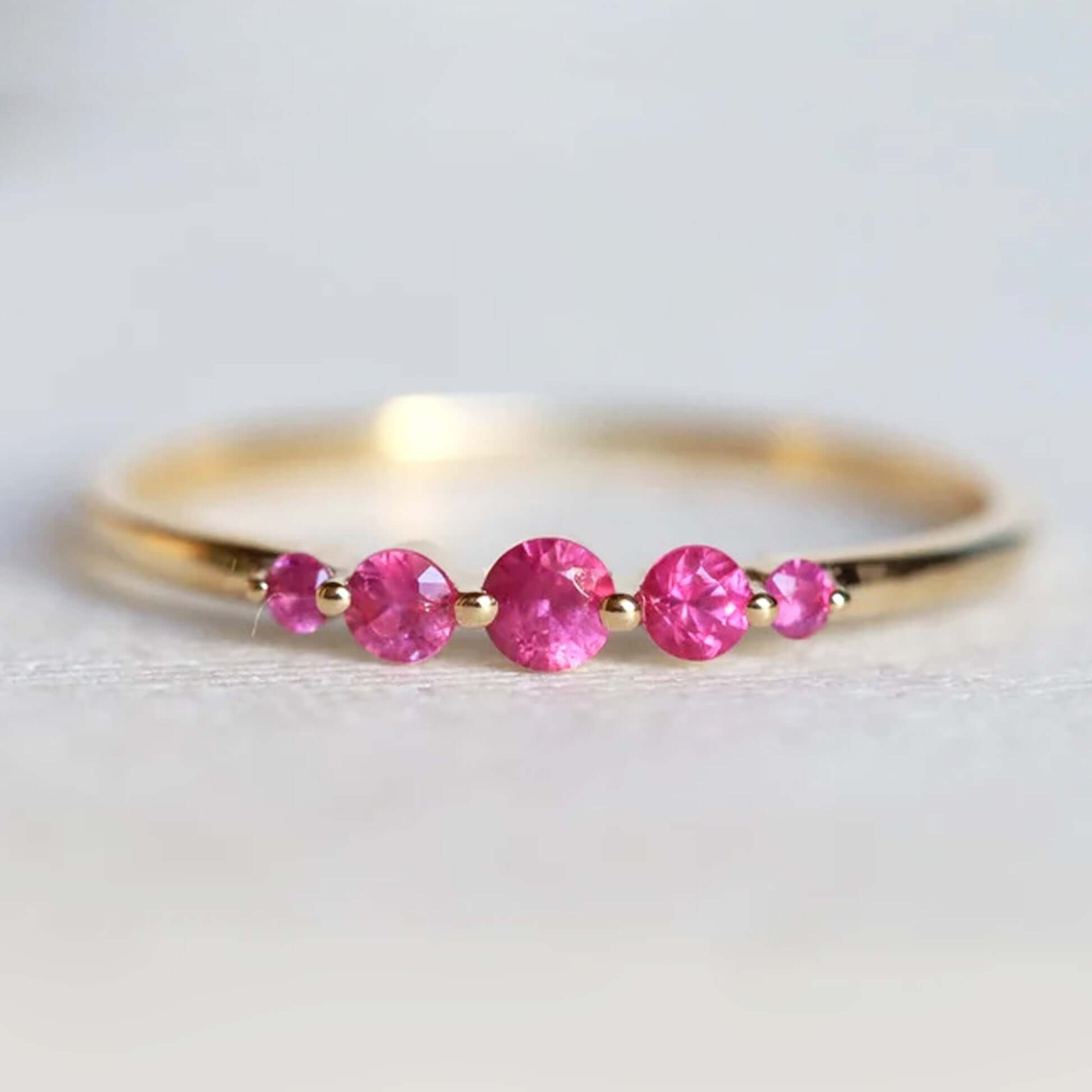 Five Stones Pink Sapphire Anniversary Band