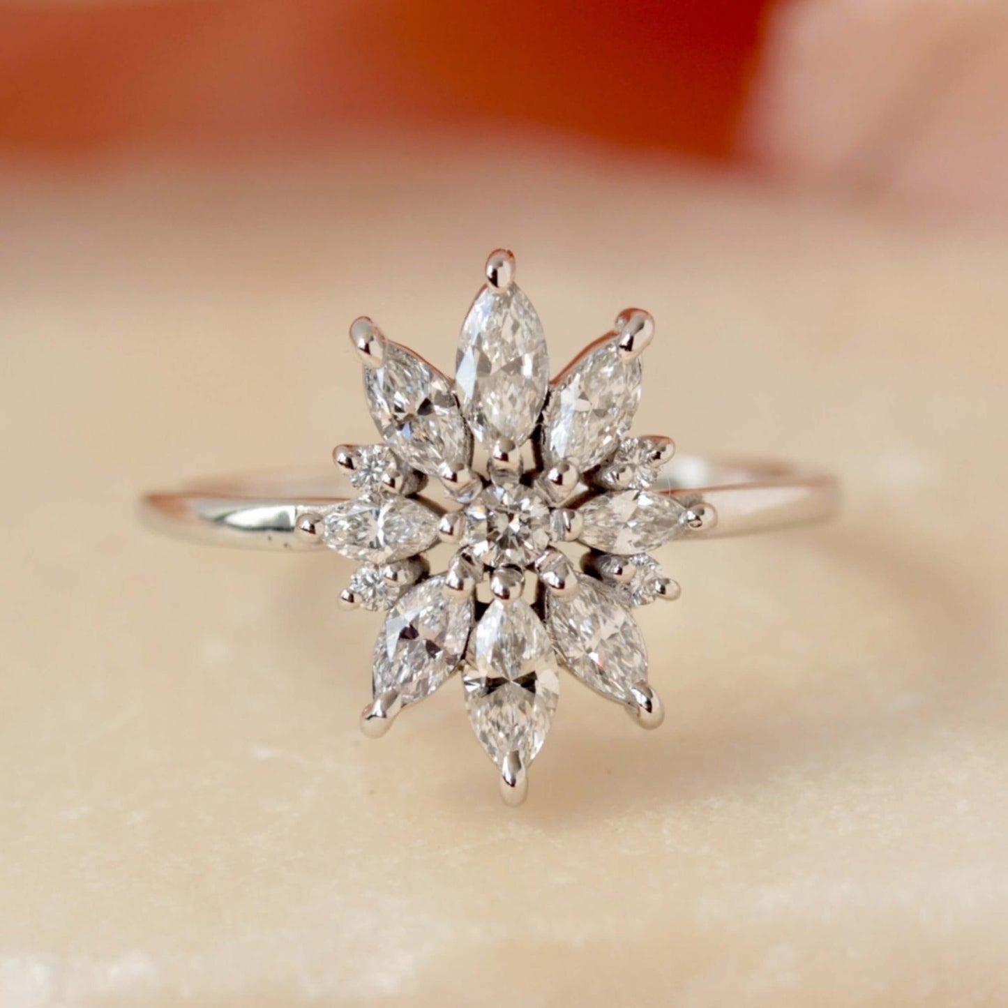 Floral diamond ring