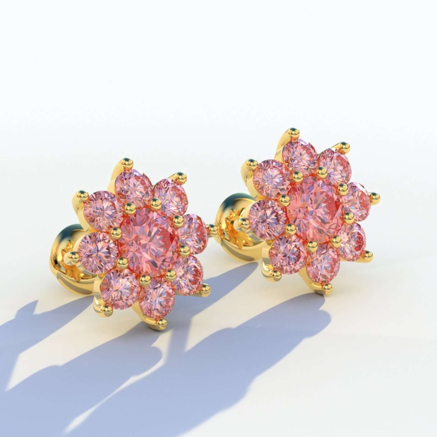 Flower Diamond Stud Earrings