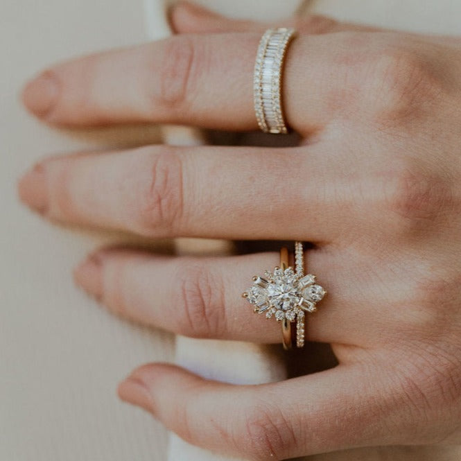 Flower Style Cluster Set Engagement Ring