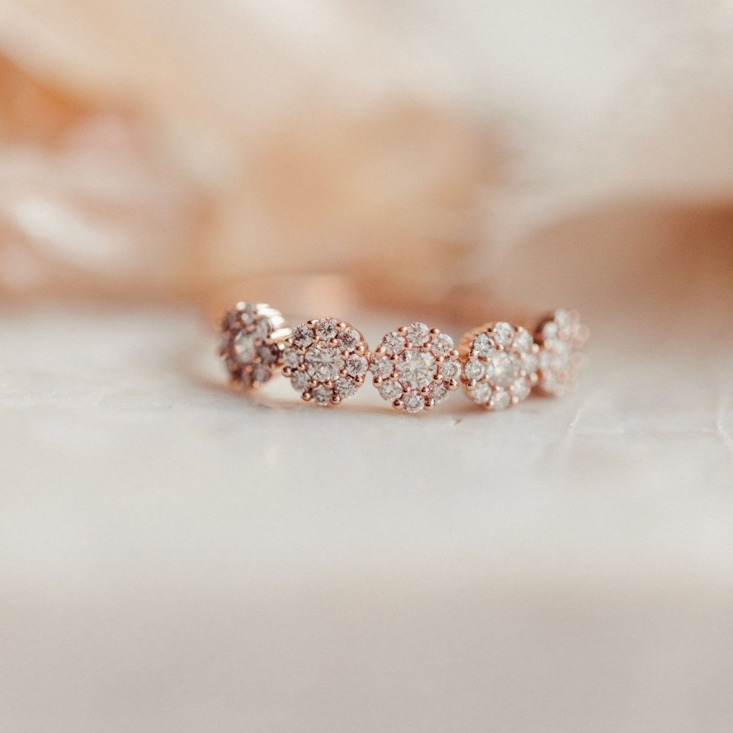 Flower Wedding Ring- Dainty Diamond Engagement Ring