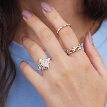 Geometric Style Cluster Wedding Ring