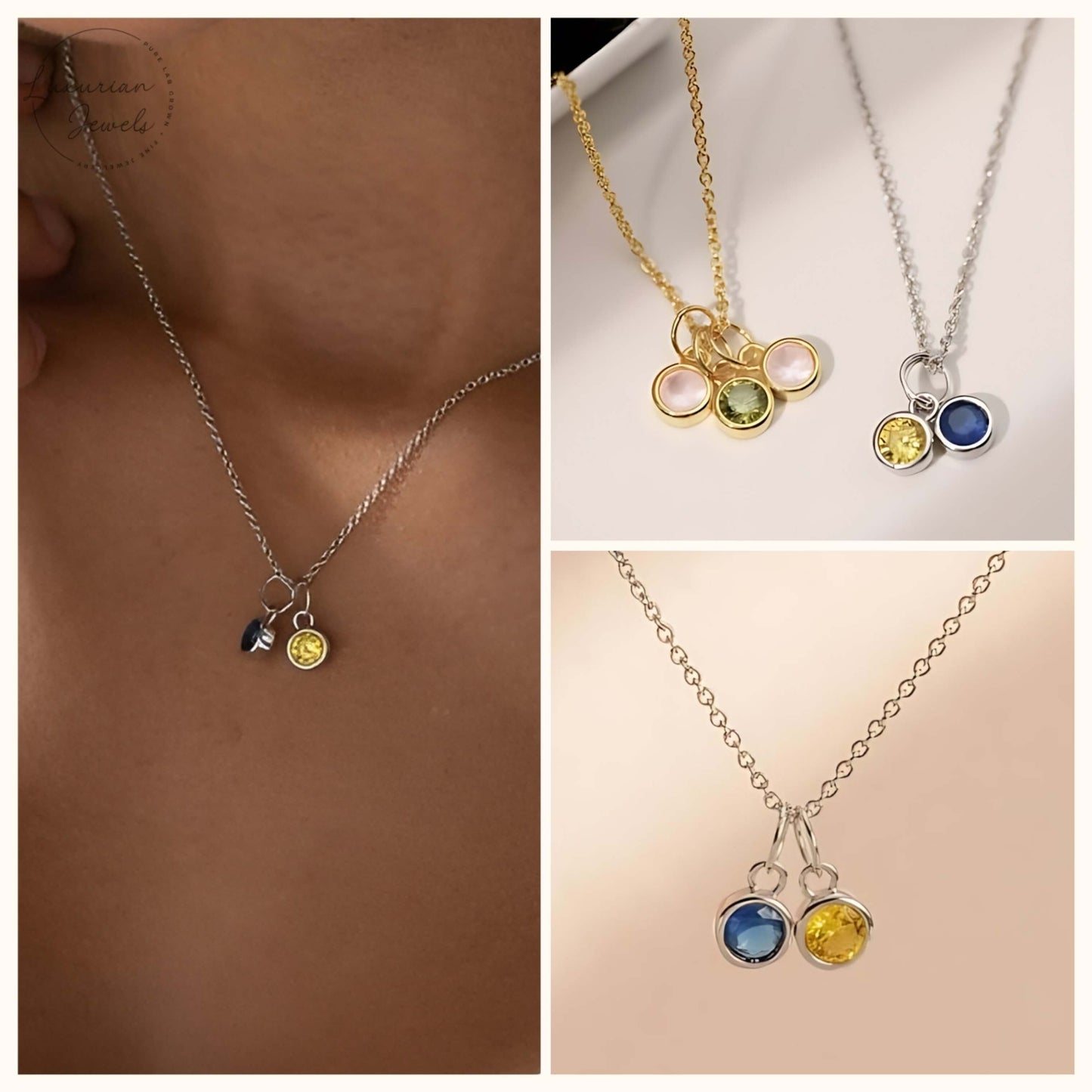 Gold Children Birthstone Necklace