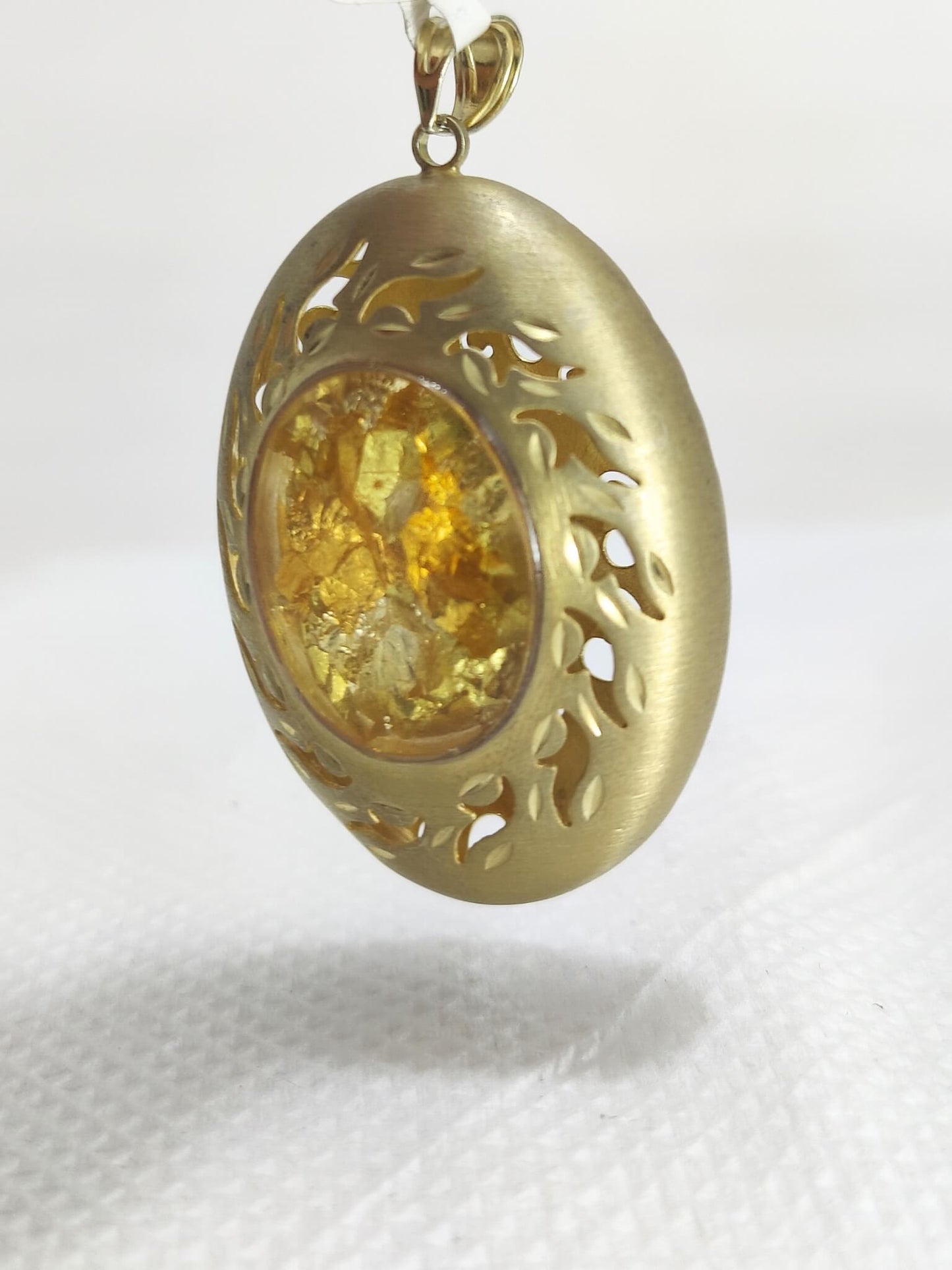 Gold Flake Embedded Lucite Pendant