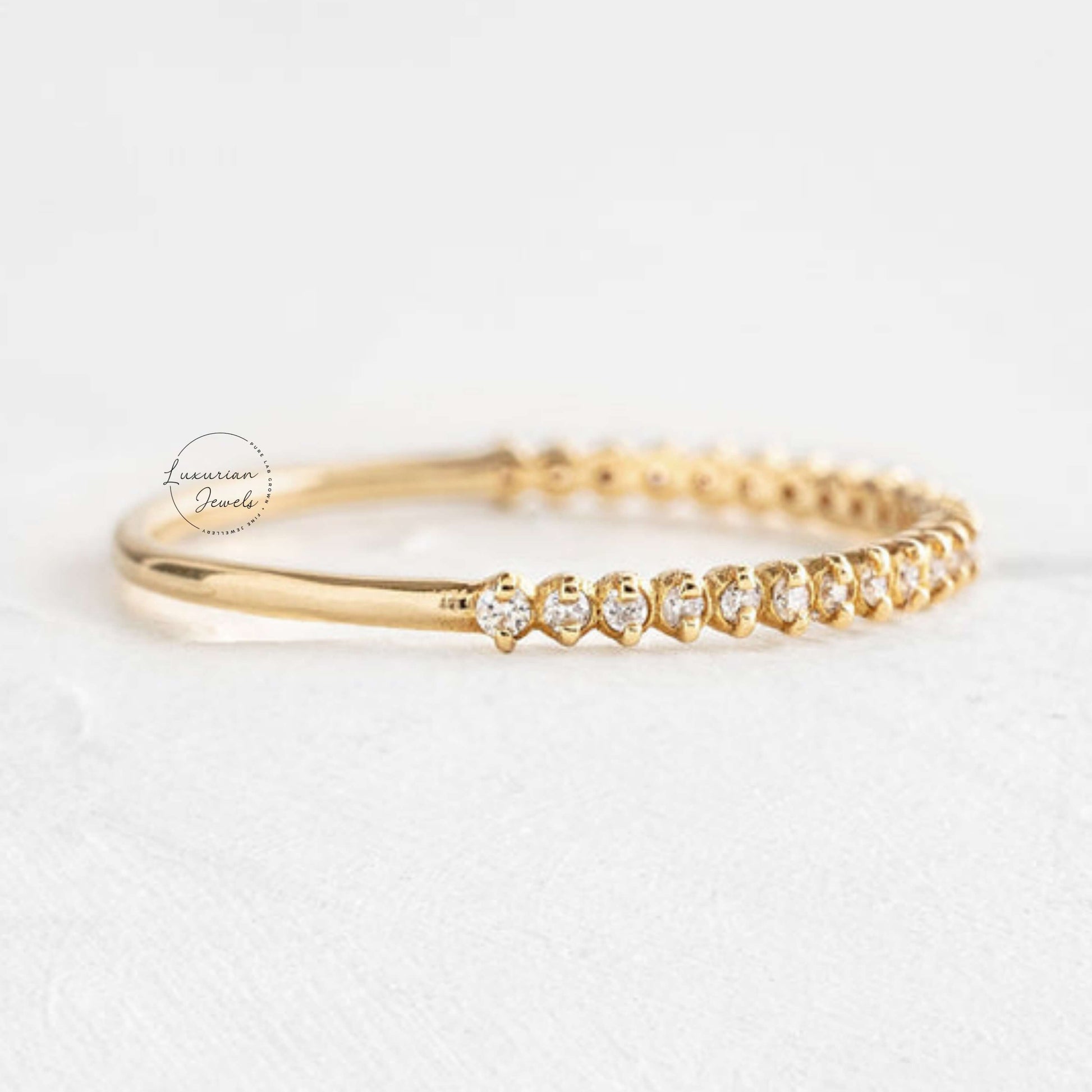 Half Eternity Band, Dainty Stackable Band