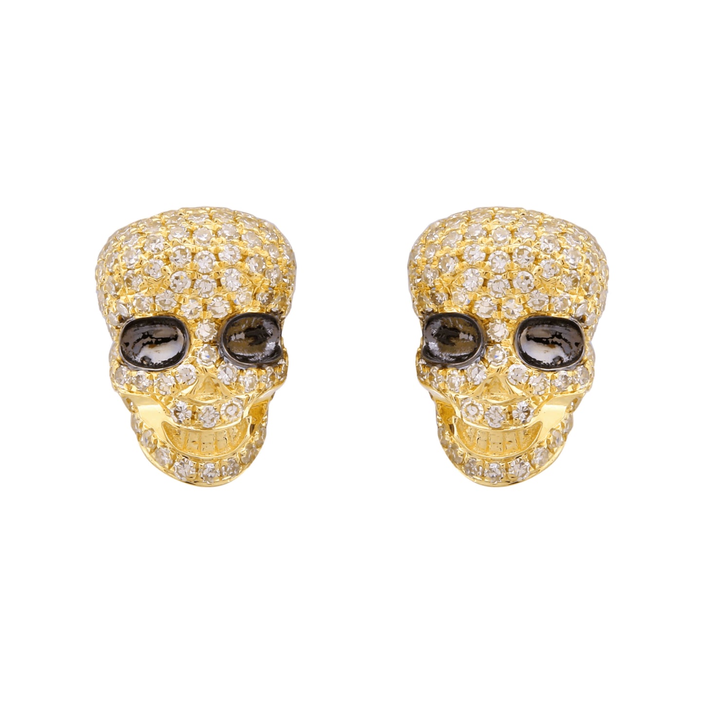 Halloween Round Diamond Skull Earrings