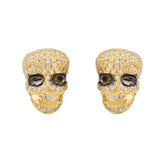 Halloween Round Diamond Skull Earrings