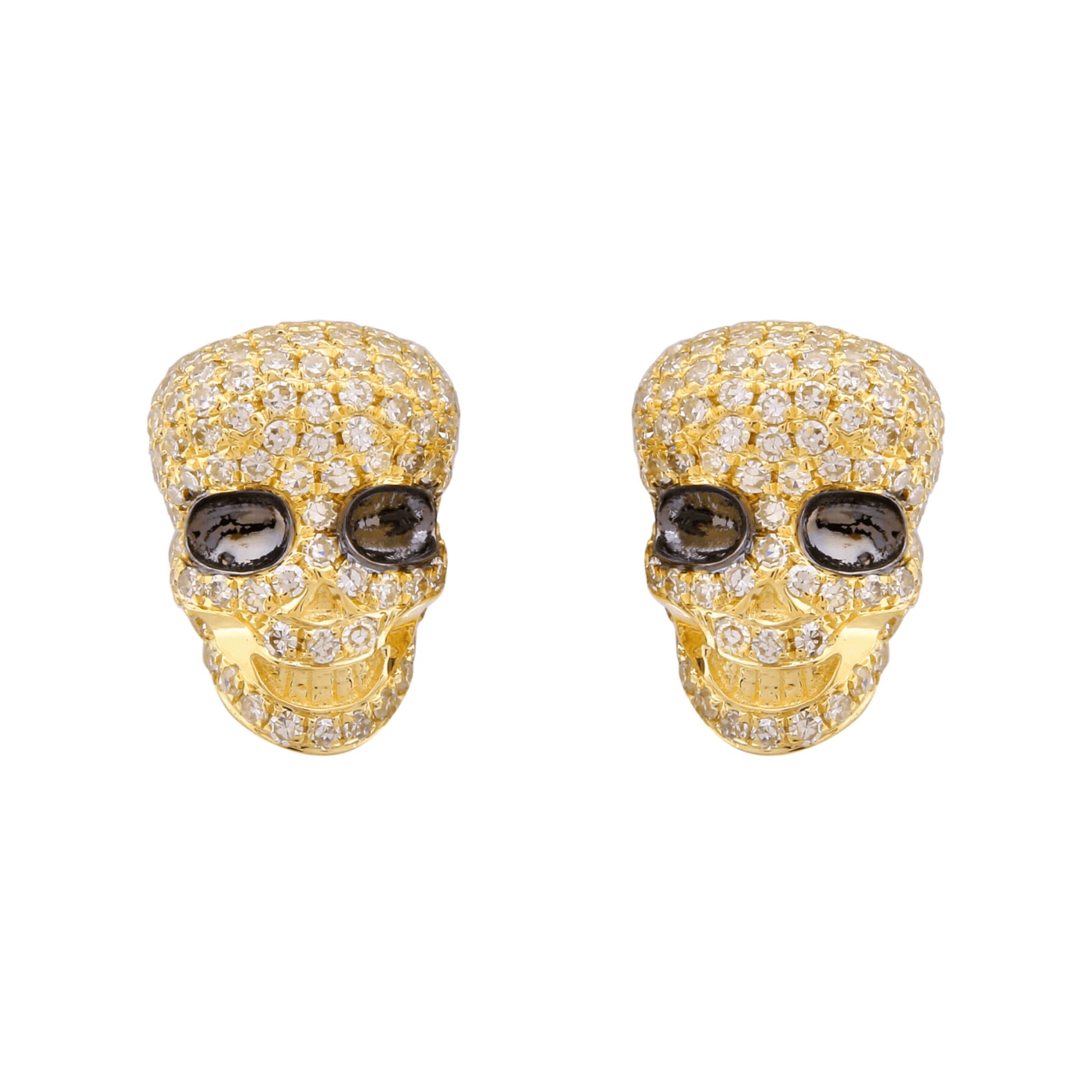 Halloween Round Diamond Skull Earrings